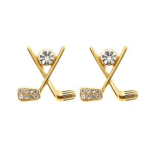 Golf CZ Stud 18K Plated Earrings- Pick Color