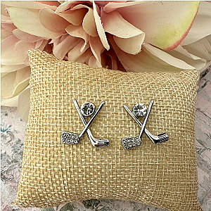 Golf CZ Stud 18K Plated Earrings- Pick Color