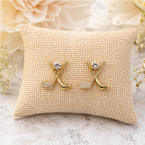 Golf CZ Stud 18K Plated Earrings- Pick Color