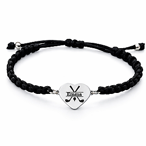 Personalized Engraved Golf Heart Rope Bracelet