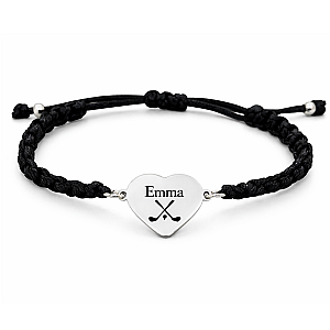 Personalized Engraved Golf Heart Rope Bracelet