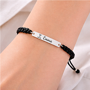 Personalized Engraved Golf Bar Rope Bracelet