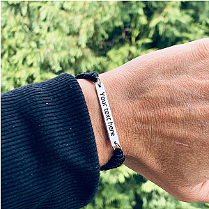 Personalized Engraved Golf Bar Rope Bracelet