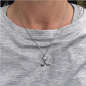 Golf Club Rhinestone Charm Necklace
