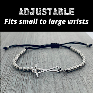 Golf Adjustable Silver Beaded Charm Bracelet