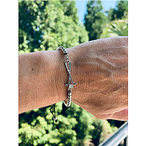 Golf Adjustable Silver Beaded Charm Bracelet