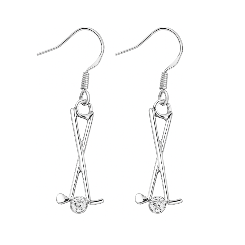 Golf Club CZ Earrings- Pick Color