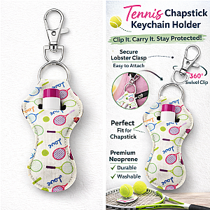 Tennis Love Chapstick Holder Keychain