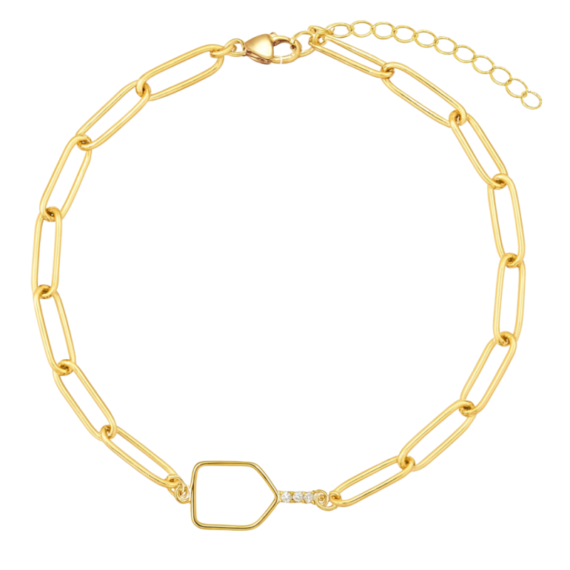Gold Pickleball Paperclip Bracelet