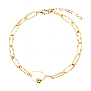 Gold Pickleball Paperclip Bracelet