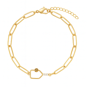 Gold Pickleball Paperclip Bracelet