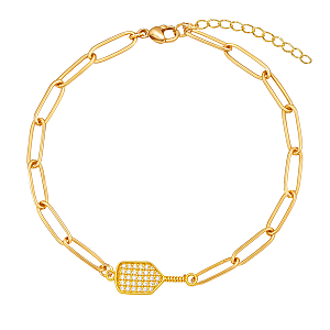 Gold Pickleball Paperclip Bracelet