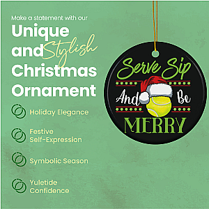 Tennis Ornament - Sip, Serve & Be Merry