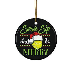 Tennis Ornament - Sip, Serve & Be Merry