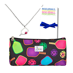 Black Pickleball Cosmetic Bag Gift Bundle