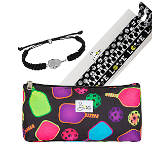 Black Pickleball Cosmetic Bag Gift Bundle