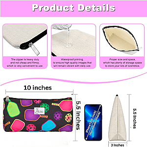 Black Pickleball Cosmetic Bag Gift Bundle