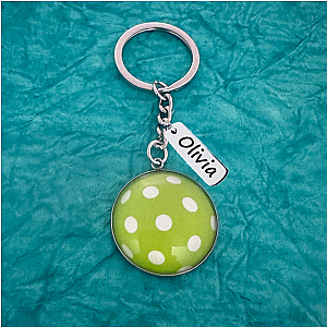 Personalized Green Pickleball Ball Keychain