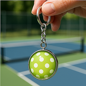 Green Pickleball Ball Keychain