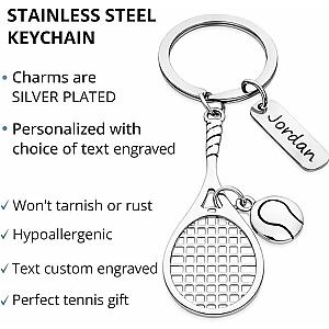 Personalized Tennis Racquet Keychain
