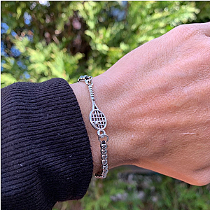 Tennis Beaded Charm Adjustable Bracelet