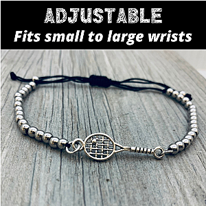 Tennis Beaded Charm Adjustable Bracelet