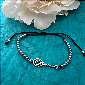 Tennis Beaded Charm Adjustable Bracelet