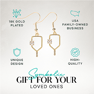 Gold Pickleball Rhinestone Dangle Earrings