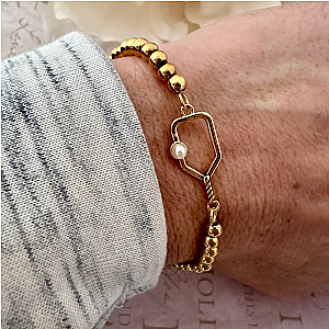 Pickleball Pearl Beaded Stretch Bracelet