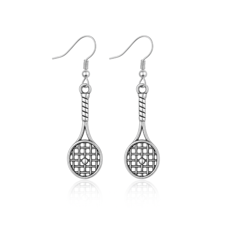 Silver Tennis Single Racket Earrings