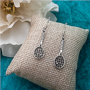Silver Tennis Single Racket Earrings
