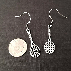 Silver Tennis Single Racket Earrings