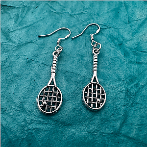 Silver Tennis Single Racket Earrings