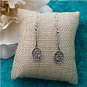 Silver Tennis Single Racket Earrings