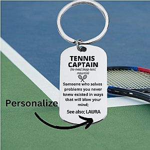 Personalized Tennis Captain Keychain