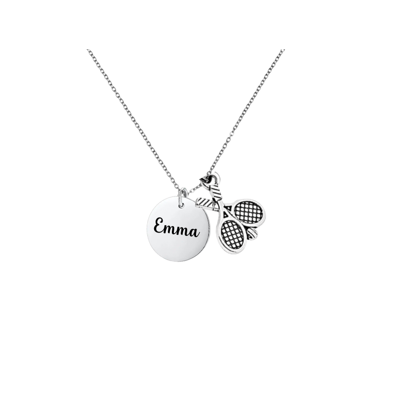 Personalized Tennis Racket Necklace