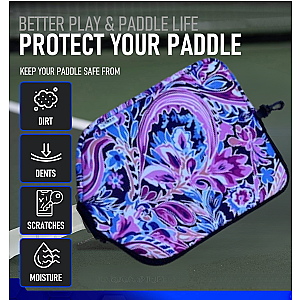 Pickleball Purple Floral Paddle Cover