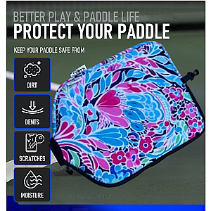Pickleball Pink Floral Paddle Cover