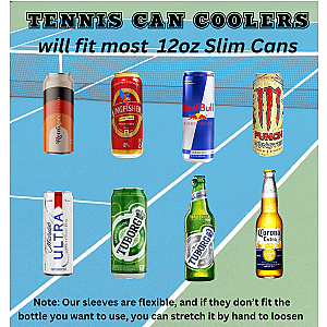 Tennis Slim Coozie - Can Holder Sleeve