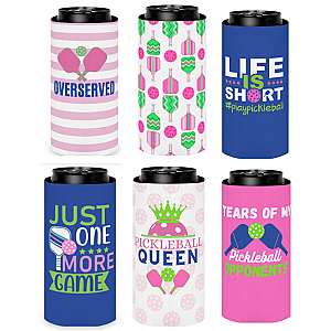 Pickleball Coozie - 12oz Slim Can Holder Sleeve