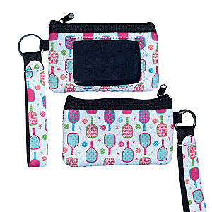 Pink Pickleball Credit Card Holder Zipper Wristlet
