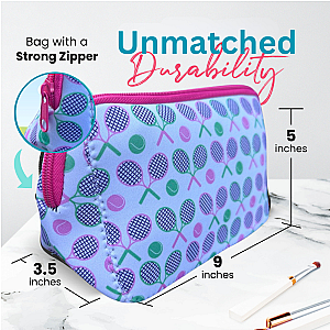 Tennis Racket Cosmetic Bag - Pink and Green