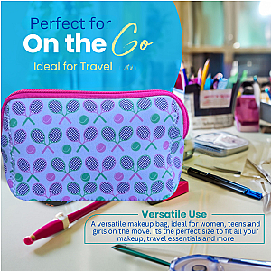 Tennis Racket Cosmetic Bag - Pink and Green