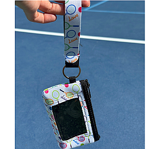 Tennis Credit Card Holder for Women, Zipper Wristlet