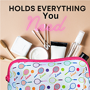 Pink Tennis Racket Cosmetic Bag