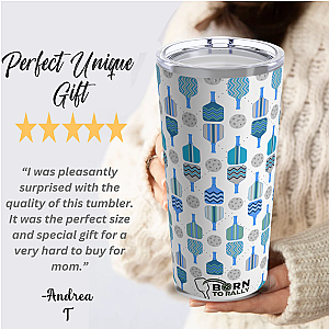 Pickleball 20oz Tumbler- Blue Paddles