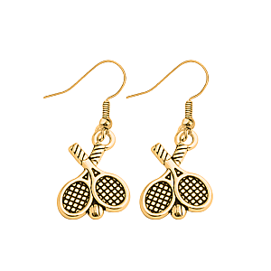Gold Tennis Racket Earrings
