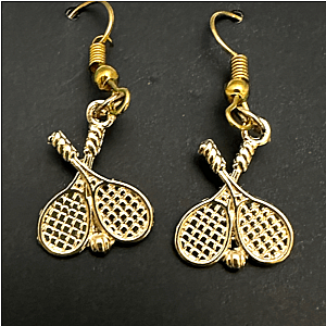 Gold Tennis Racket Earrings