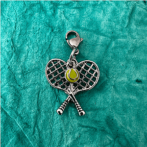 Tennis Double Racket Zipper Pull Clip On Charm
