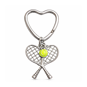 Tennis Double Racket Heart Keychain